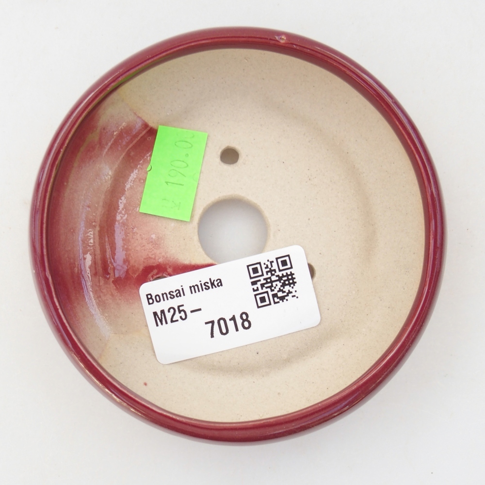 Keramická bonsai miska 9 x 9 x 2,5 cm, barva vínová