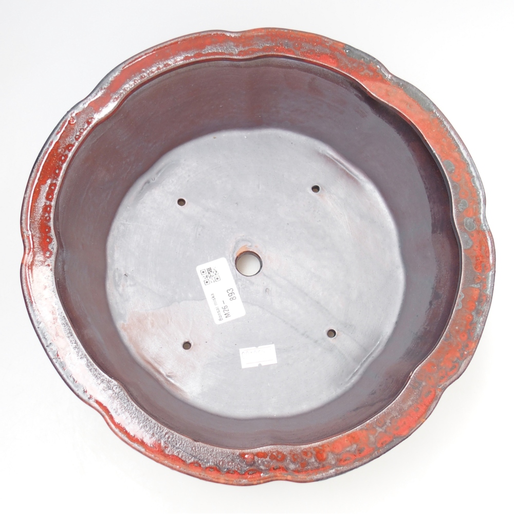 Keramická bonsai miska 26,5 x 26,5 x 8 cm, barva červená