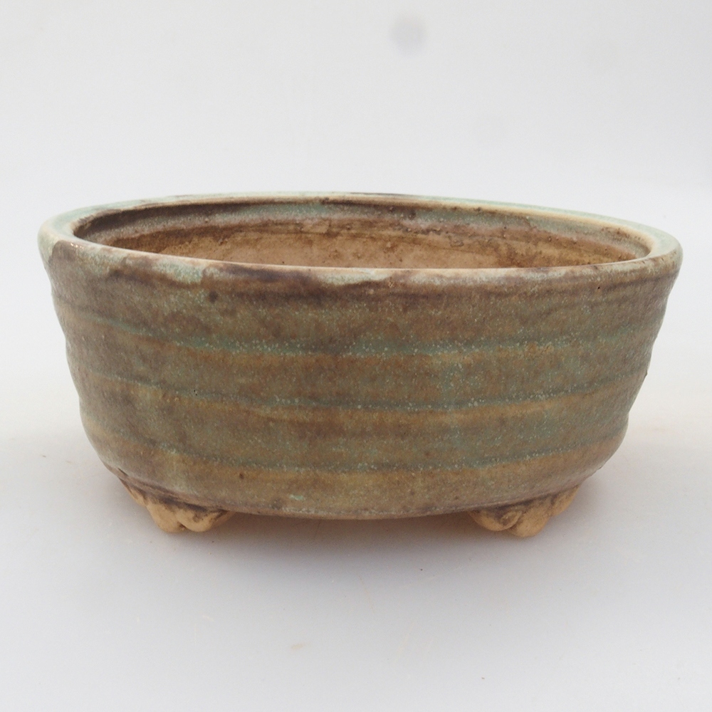 Keramická bonsai miska 10,5 x 9 x 4 cm, barva zelená