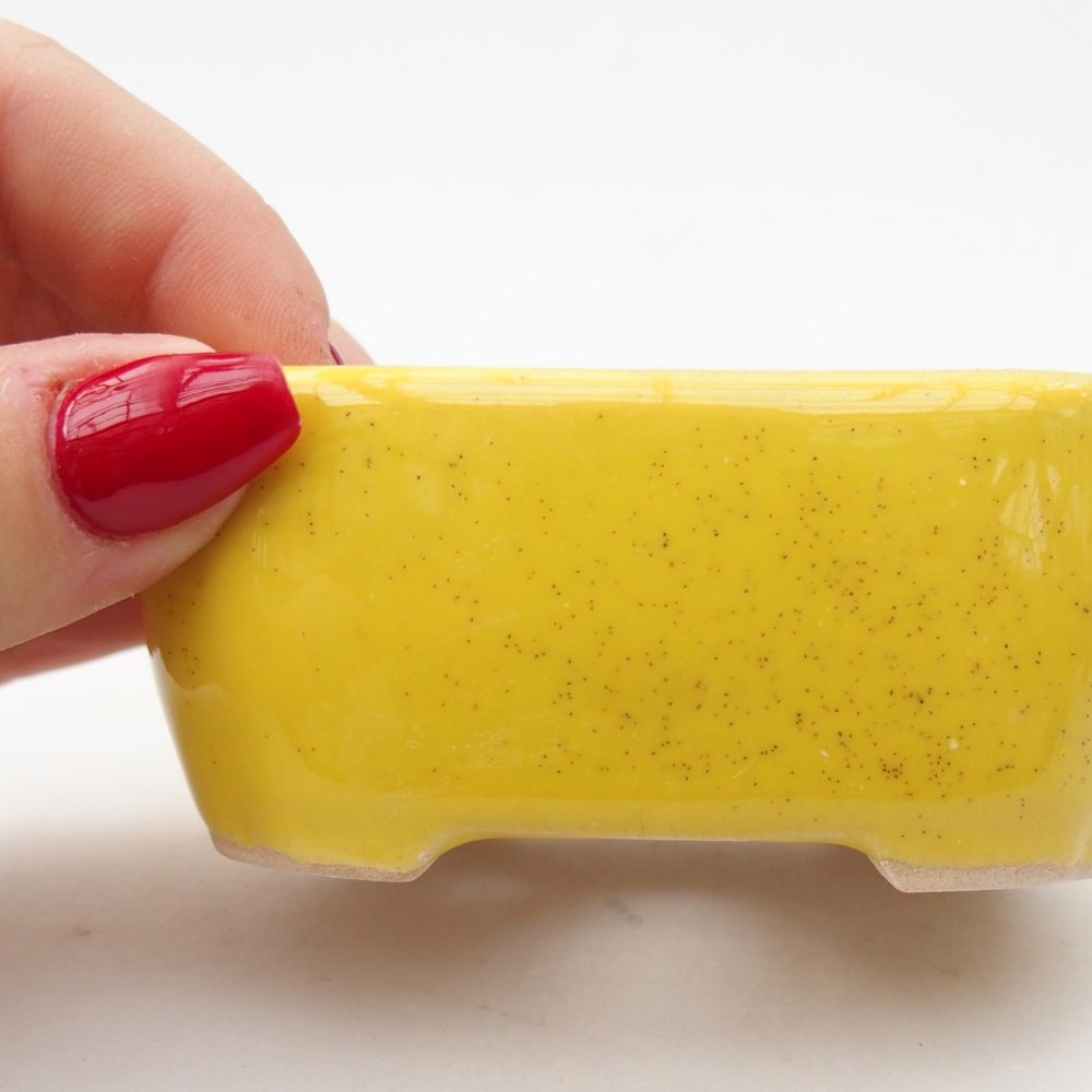 Keramická bonsai miska 8,5 x 7 x 3,5 cm, barva žlutá