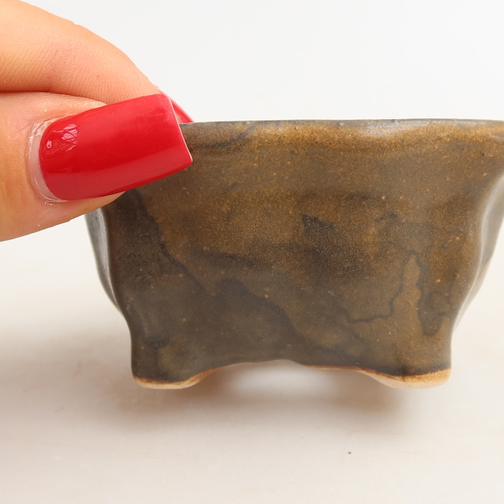 Keramická bonsai miska 7 x 7 x 3,5 cm, barva hnědá