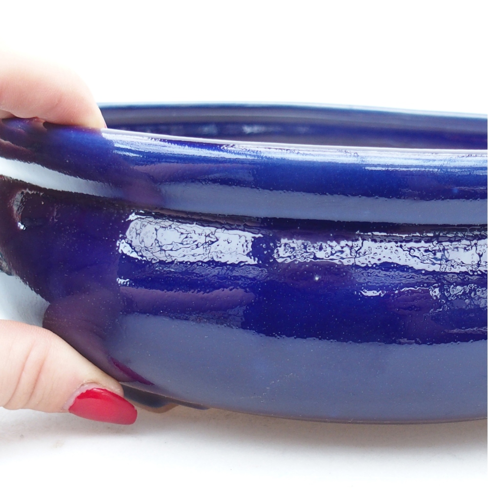 Keramická bonsai miska 24 x 24 x 8 cm, barva modrá