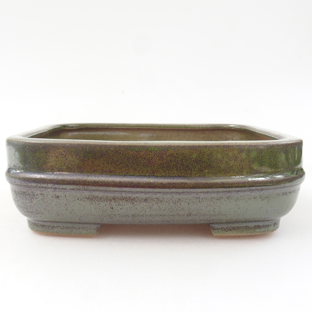 Keramická bonsai miska 14 x 12,5 x 4,5 cm, barva zelená