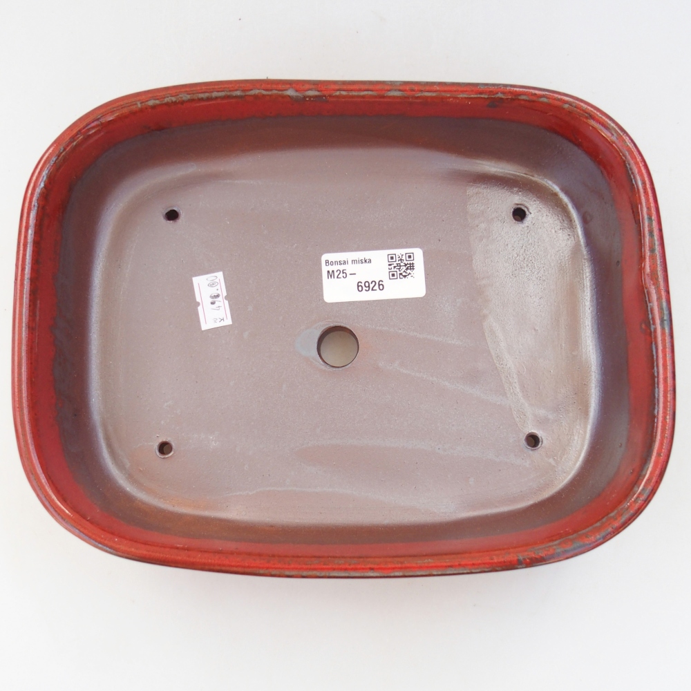 Keramická bonsai miska 22,5 x 17,5 x 5,5 cm, barva červená