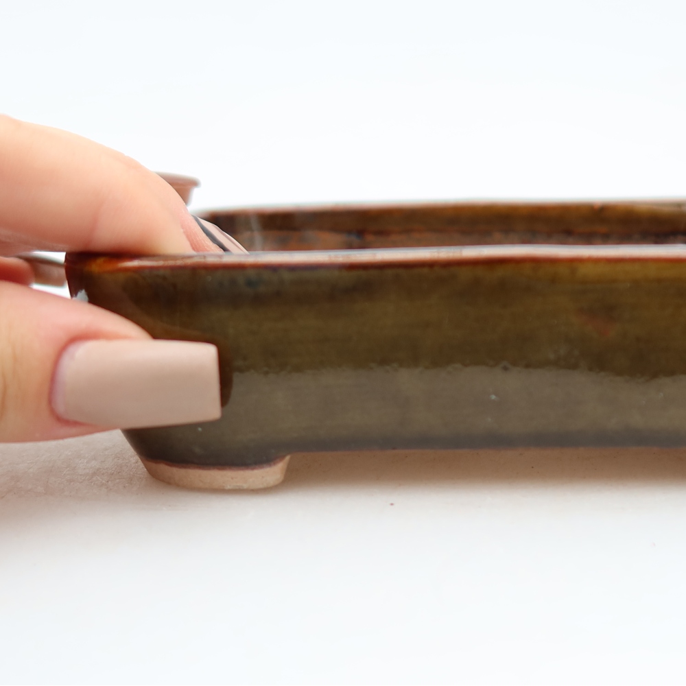 Keramická bonsai miska 12,5 x 9 x 3,5 cm, barva hnědá