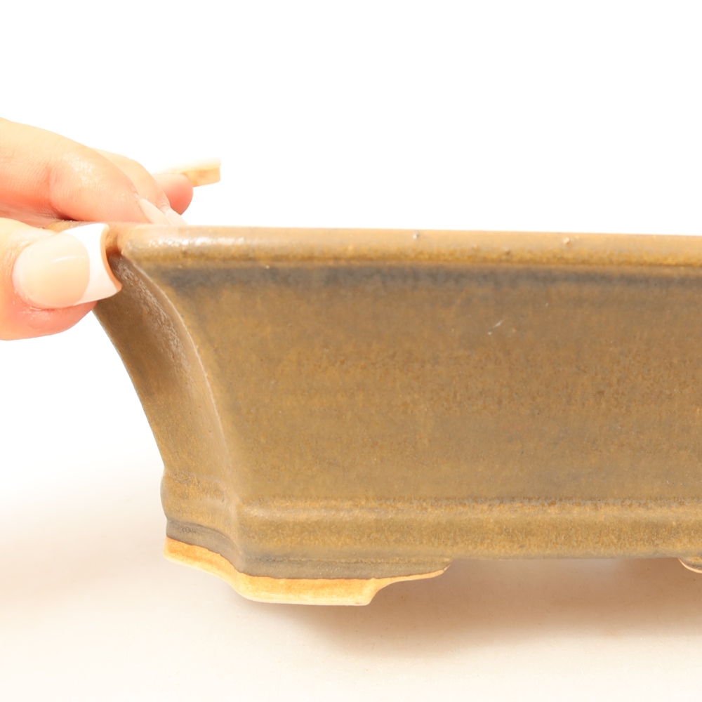 Keramická bonsai miska 18 x 15 x 6 cm, barva hnědá