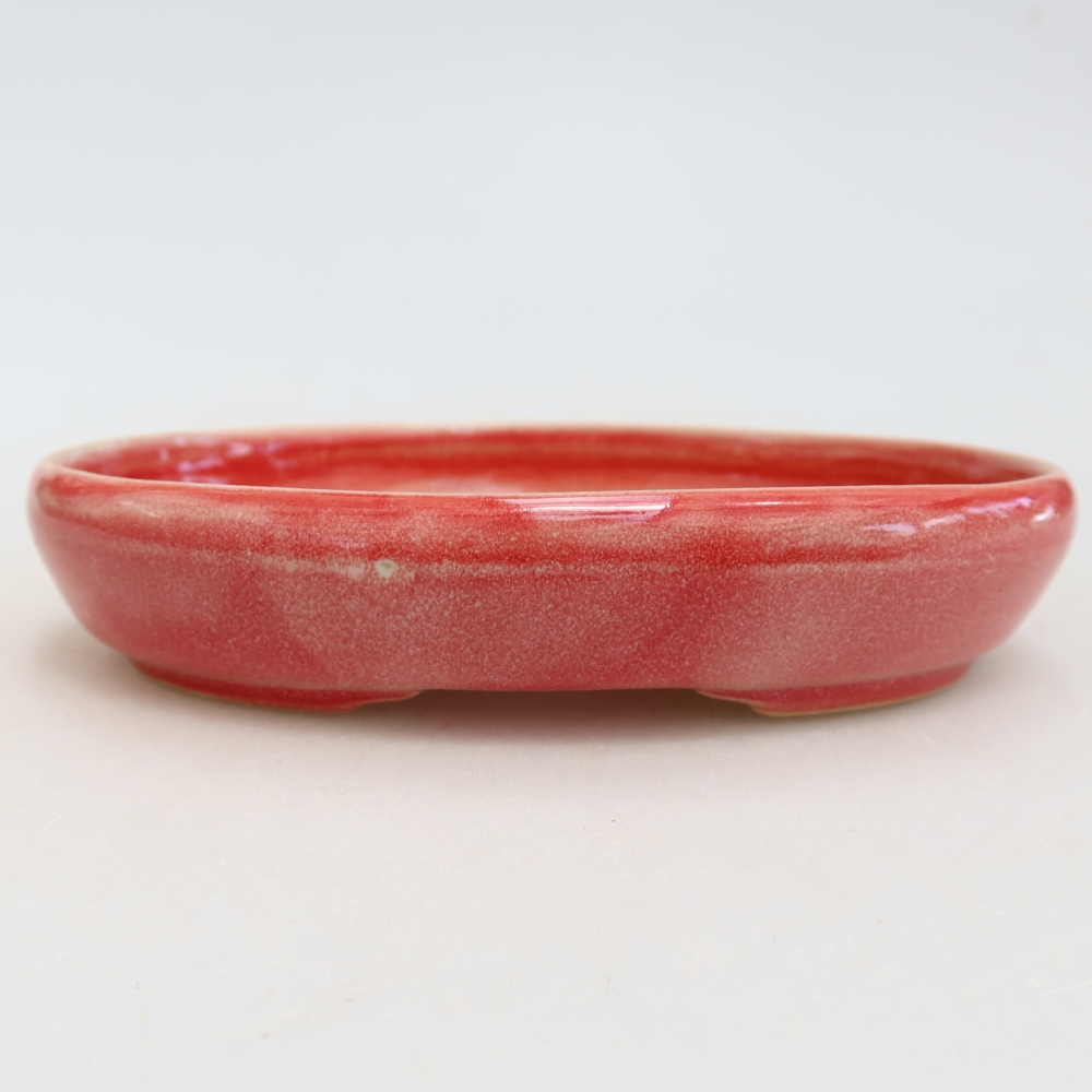 Keramická bonsai miska 13 x 9,5 x 2,5 cm, barva červená