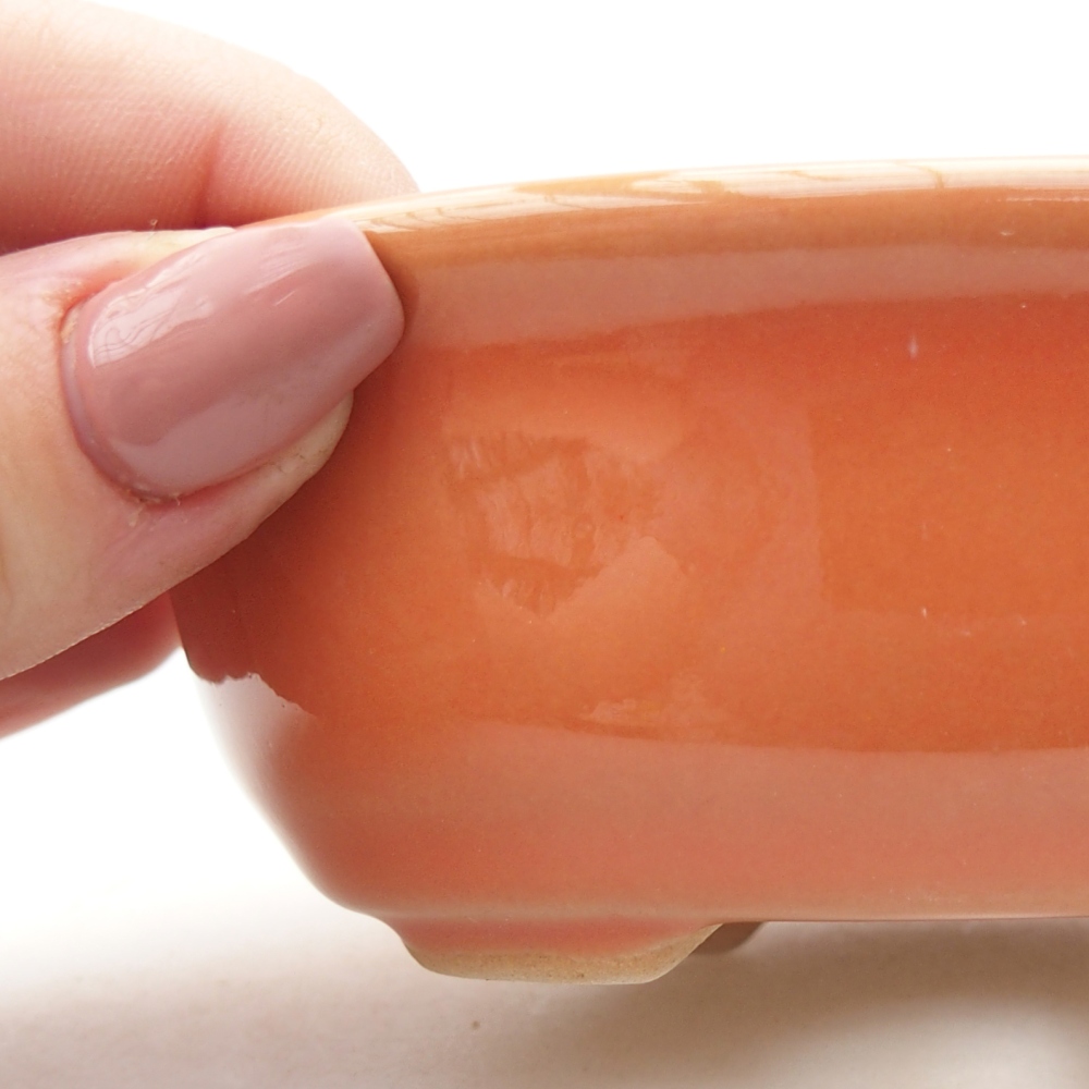 Keramická bonsai miska 11 x 8,5 x 4 cm, barva oranžová