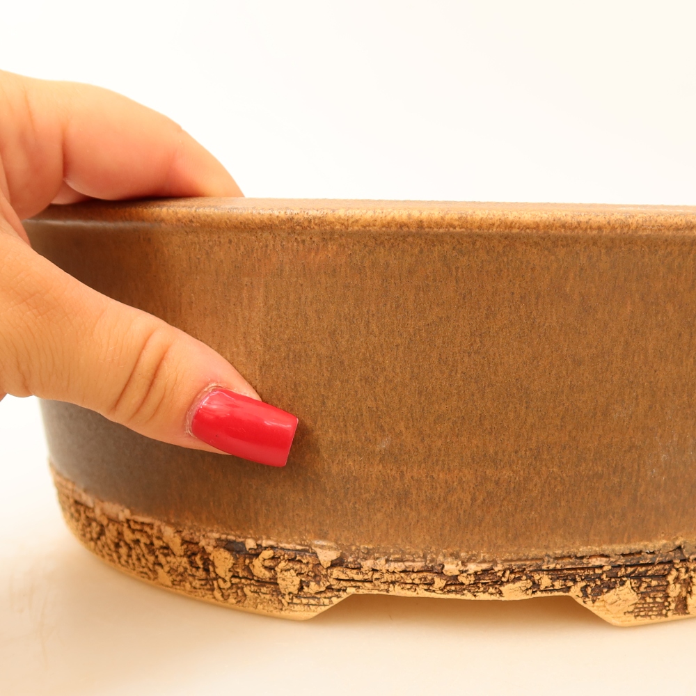Keramická bonsai miska 24 x 24 x 8,5 cm, barva hnědá