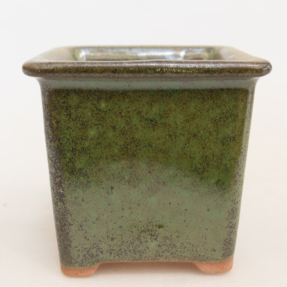 Keramická bonsai miska 6 x 6 x 5,5 cm, barva zelená