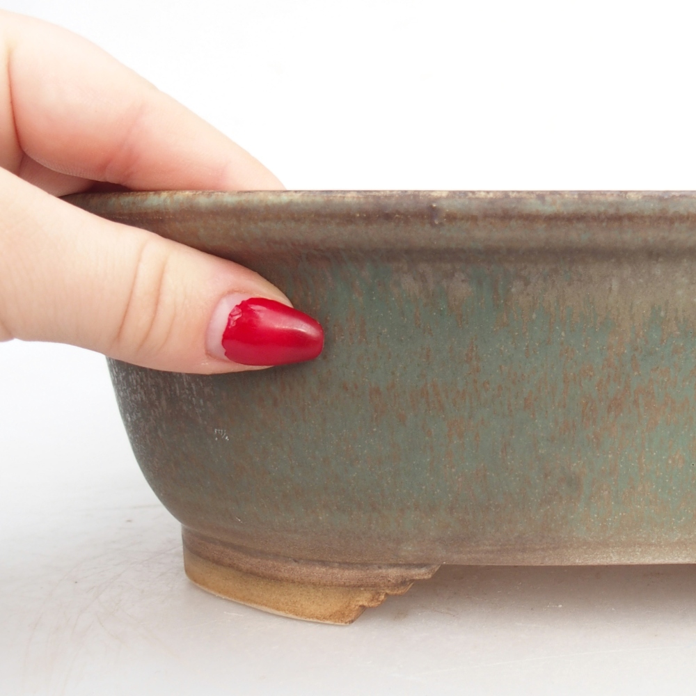 Keramická bonsai miska 25,5 x 21,5 x 8 cm, barva zelená