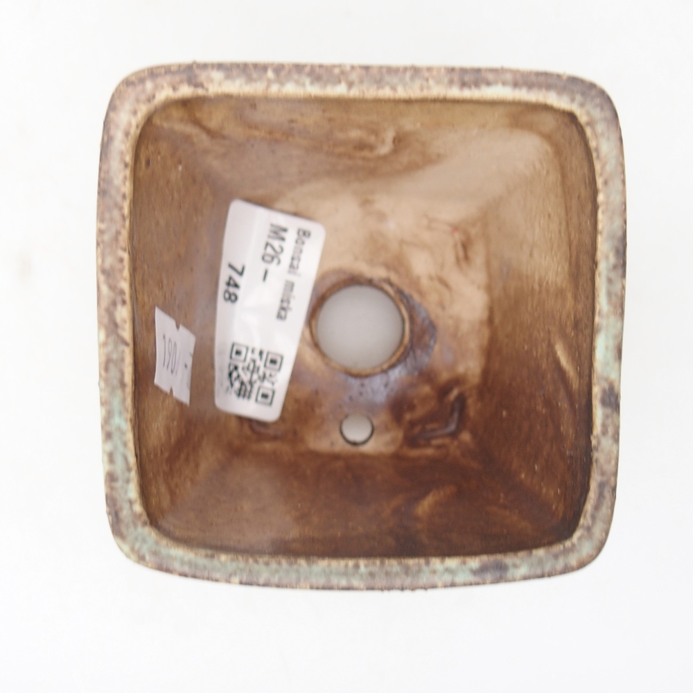 Keramická bonsai miska 7,5 x 7,5 x 7,5 cm, barva zelená