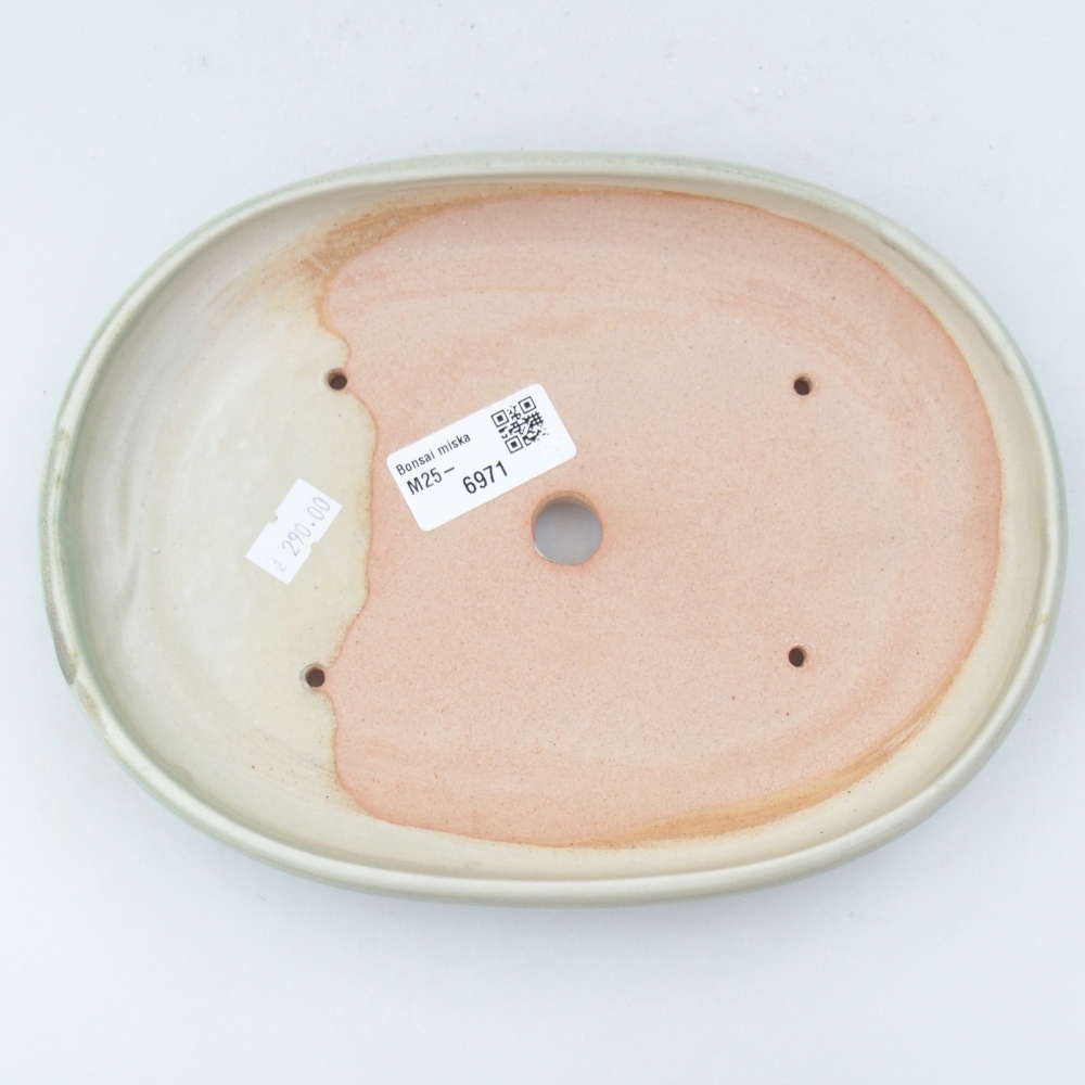 Keramická bonsai miska 22,5 x 16,5 x 3 cm, barva zelená