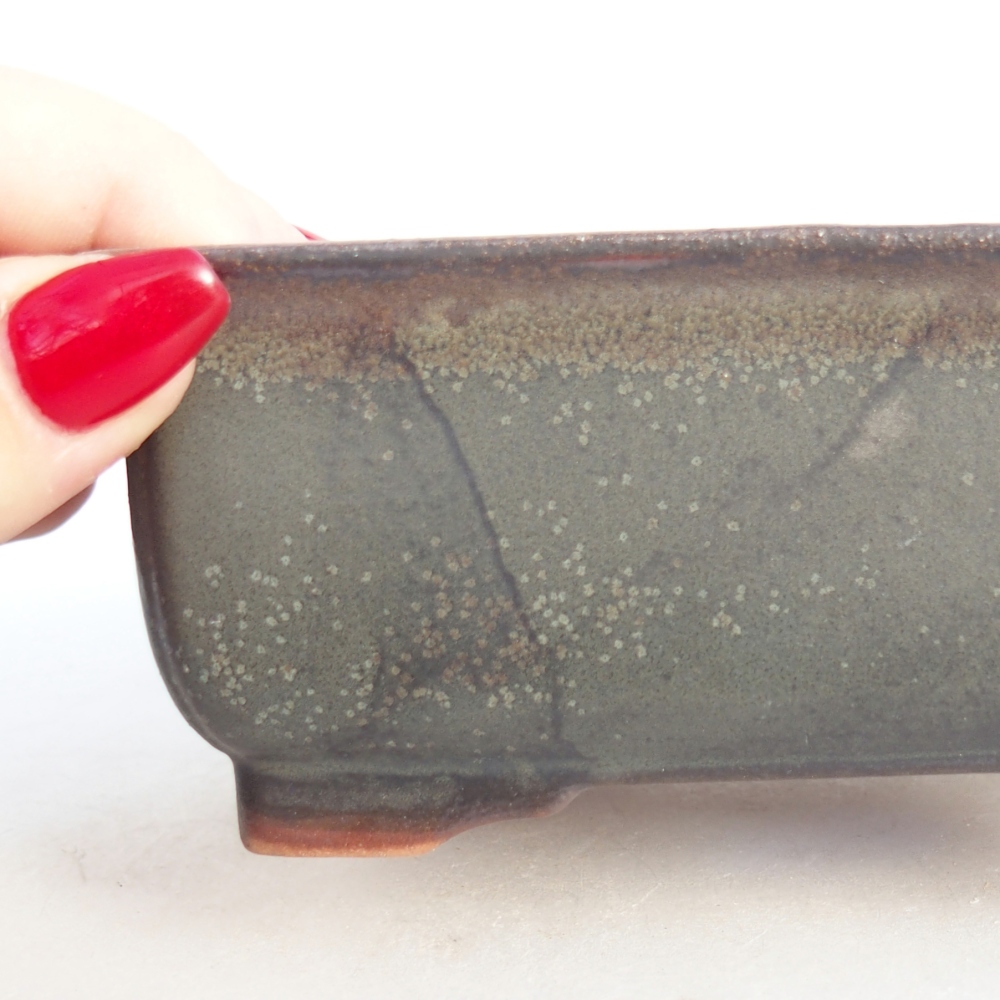 Keramická bonsai miska 12 x 9,5 x 5 cm, barva šedá