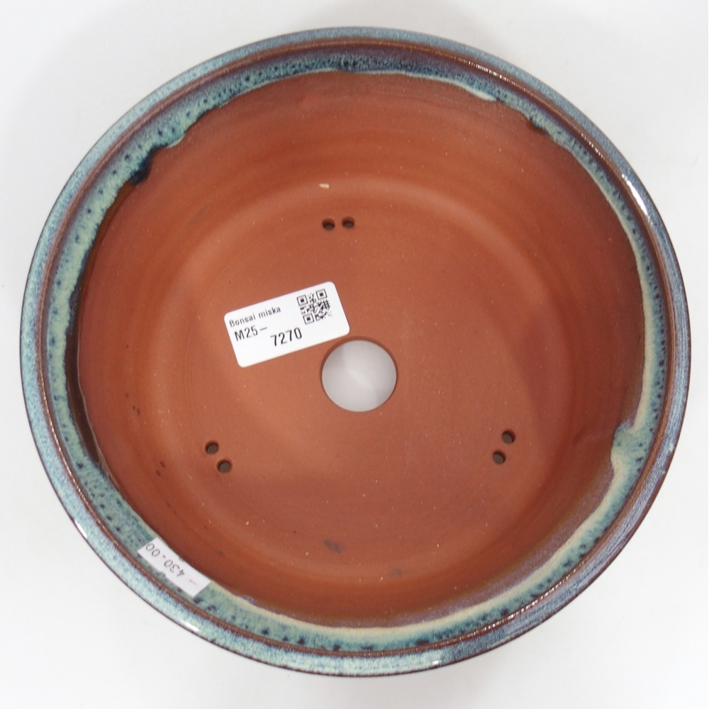 Keramická bonsai miska 20 x 20 x 7 cm, barva modrozelená