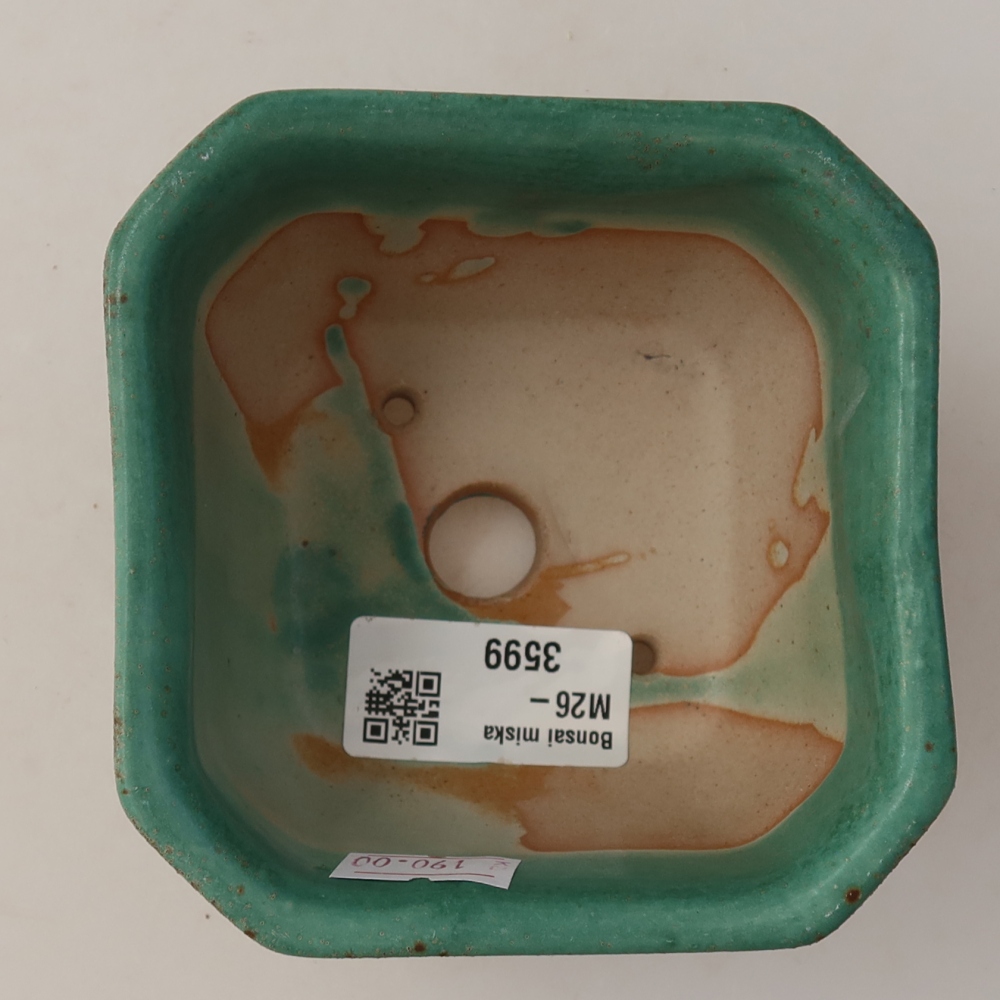 Keramická bonsai miska 10 x 10 x 6,5 cm, barva zelená