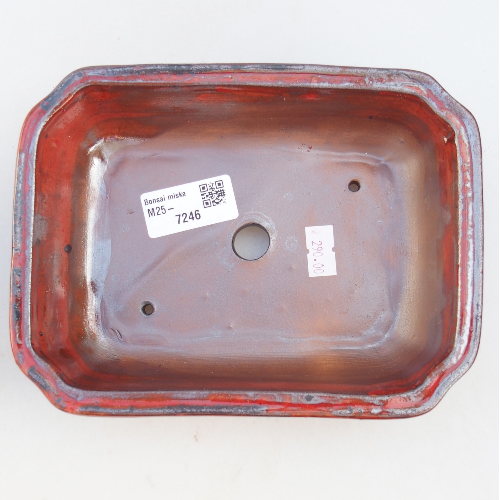 Keramická bonsai miska 18 x 13,5 x 5 cm, barva červená