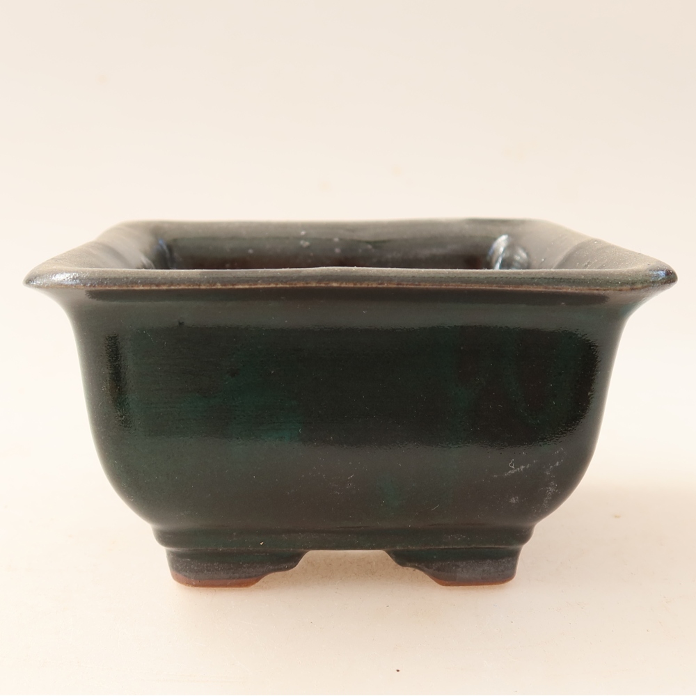 Keramická bonsai miska 9,5 x 9,5 x 5,5 cm, barva zelená