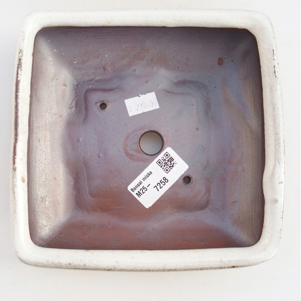 Keramická bonsai miska 15,5 x 15,5 x 6 cm, barva bílá