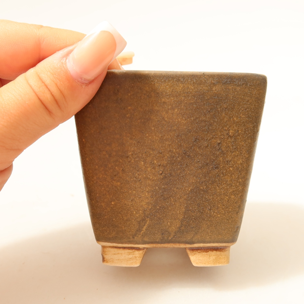Keramická bonsai miska 7,5 x 7,5 x 7,5 cm, barva hnědá