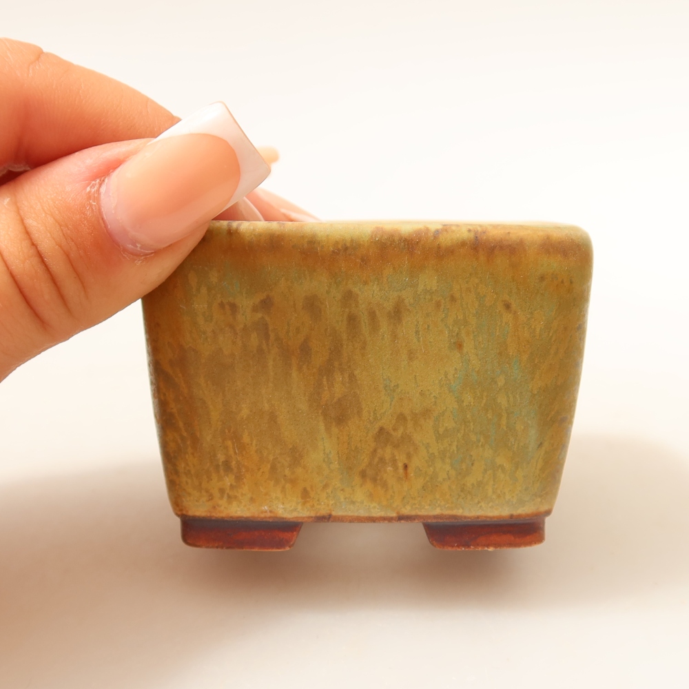 Keramická bonsai miska 6,5 x 6,5 x 4,5 cm, barva zelená