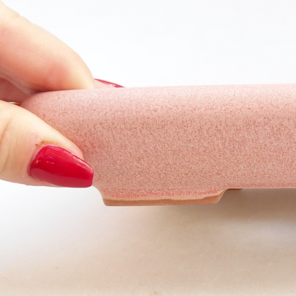 Keramická bonsai miska 16,5 x 13,5 x 3,5 cm, barva růžová