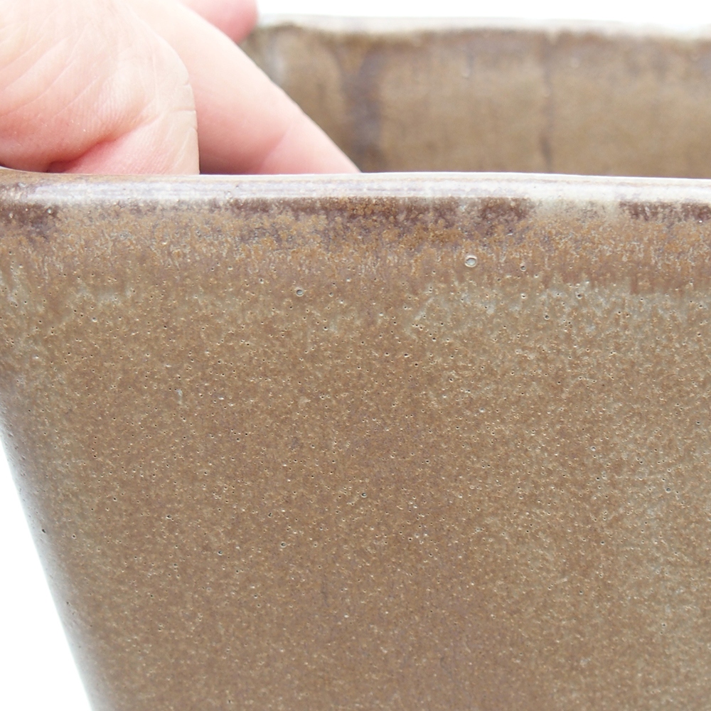 Keramická bonsai miska 13 x 13 x 13 cm, barva hnědozelená