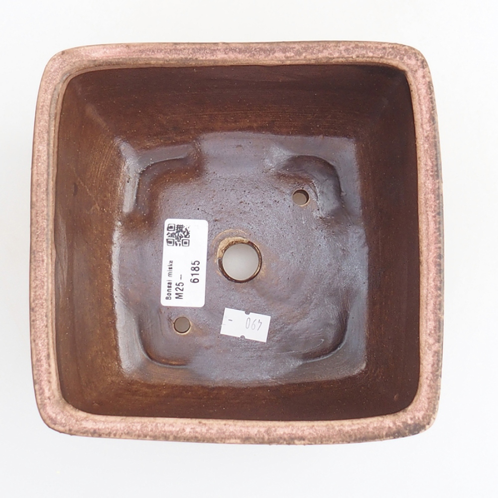 Keramická bonsai miska 16 x 16 x 9 cm, barva růžová