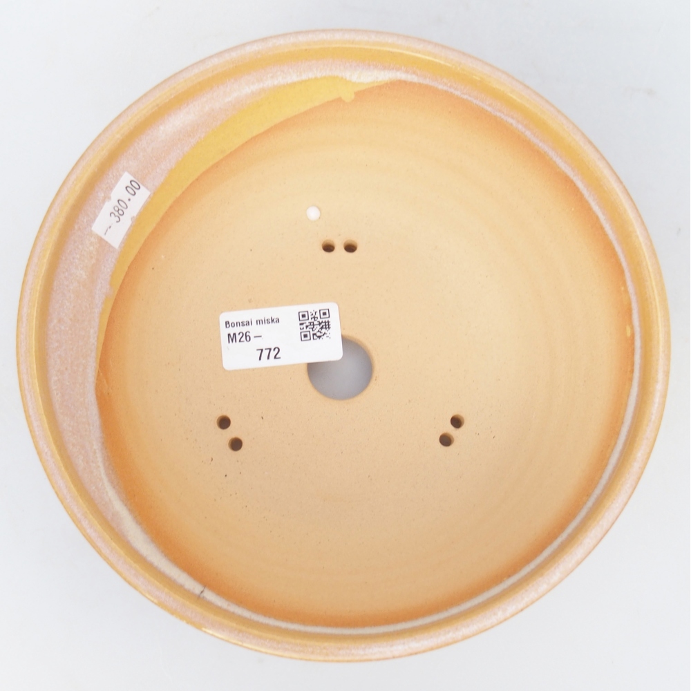 Keramická bonsai miska 18,5 x 18,5 x 6,5 cm, barva hnědožlutá