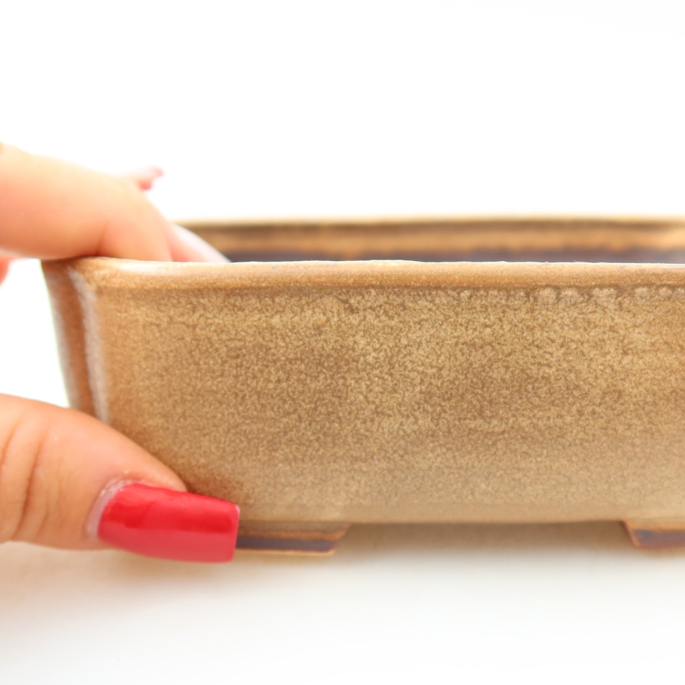 Keramická bonsai miska 13,5 x 12 x 4 cm, barva béžová