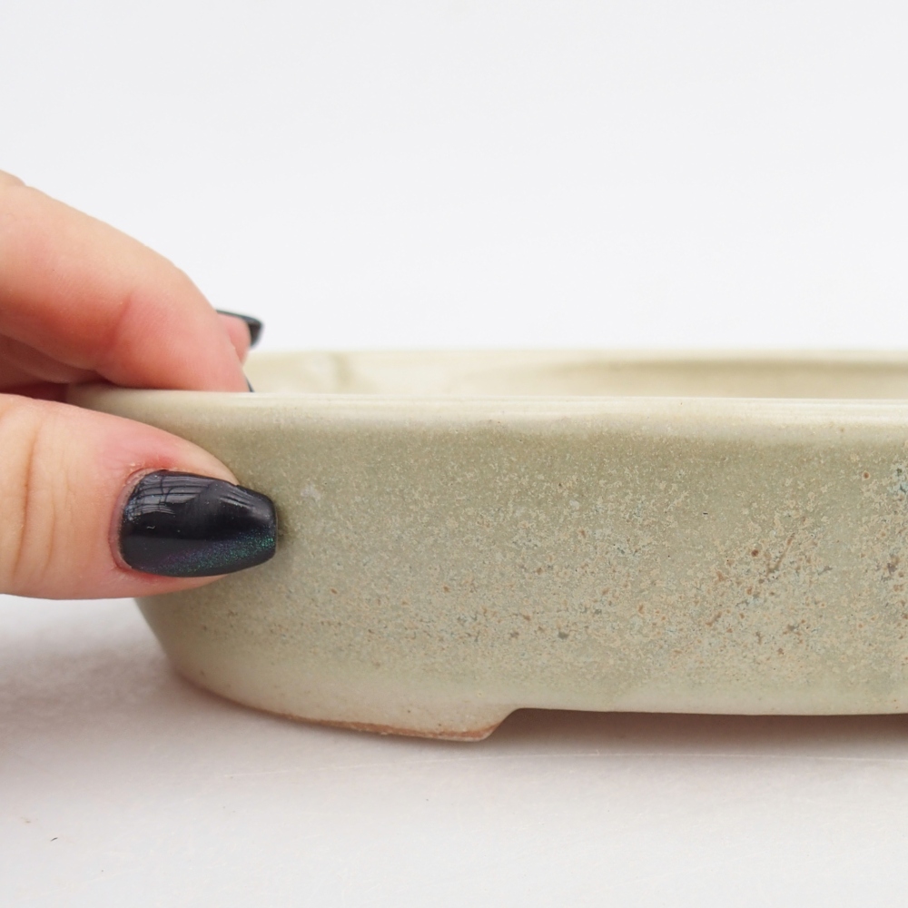 Keramická bonsai miska 17 x 14 x 4 cm, barva zelená