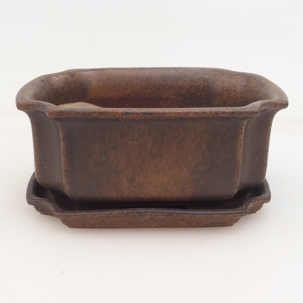 Bonsai miska + podmiska H01 - hnědá