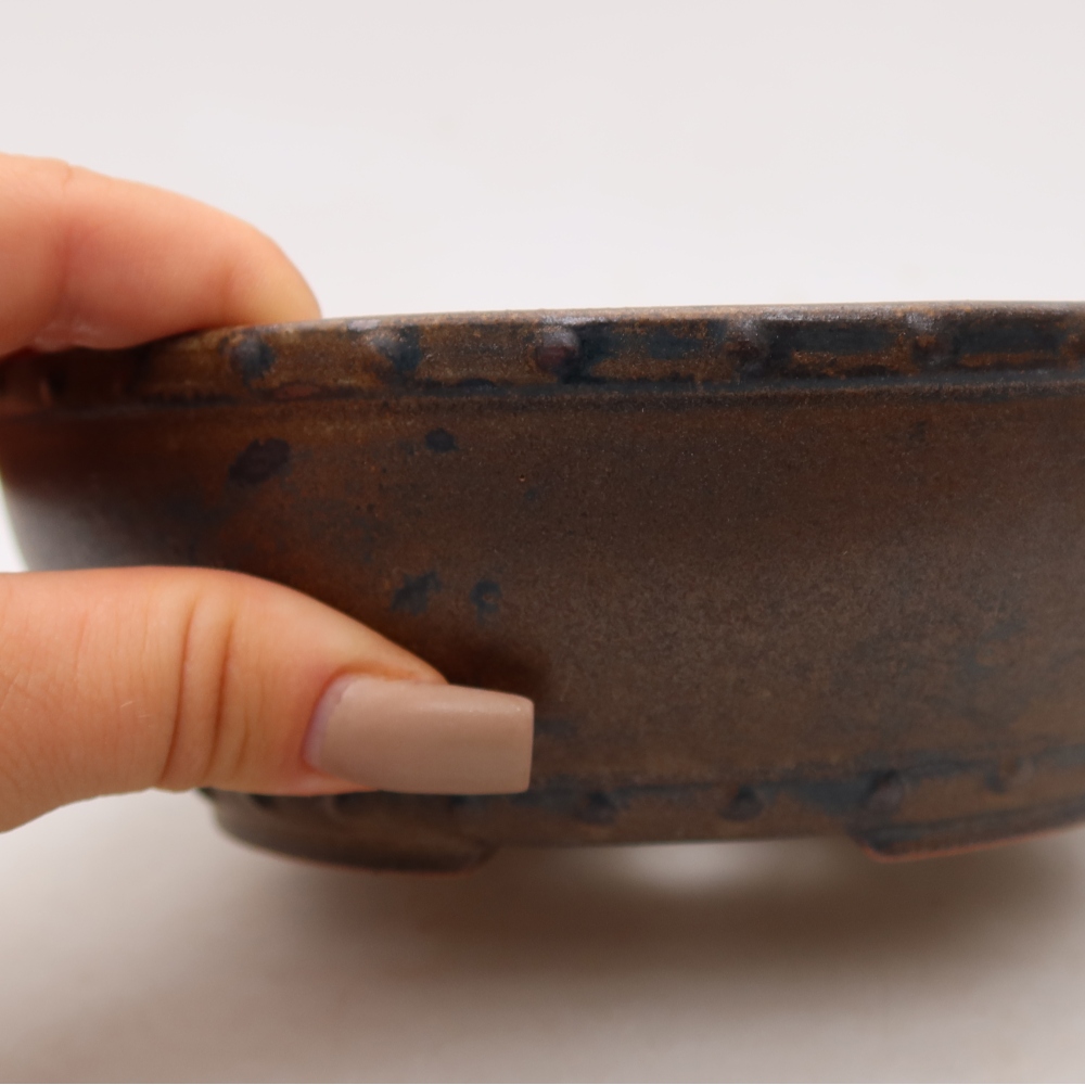 Keramická bonsai miska 18 x 18 x 5,5 cm, barva hnědá