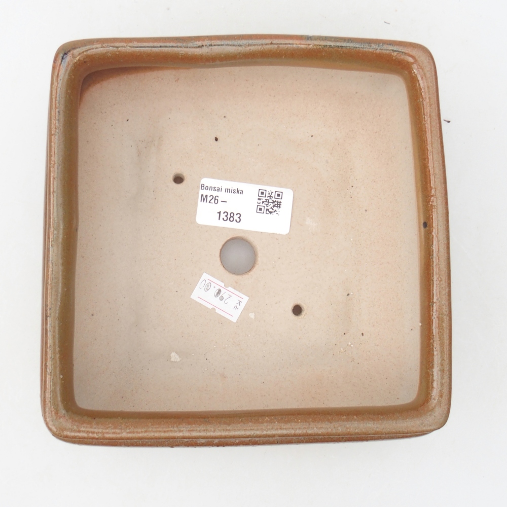 Keramická bonsai miska 15,5 x 15,5 x 6 cm, barva hnědá