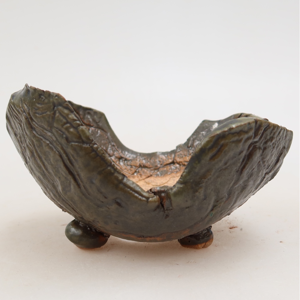 Keramická Skořápka  10,5 x 8,5 x 6 cm , barva hnědozelená