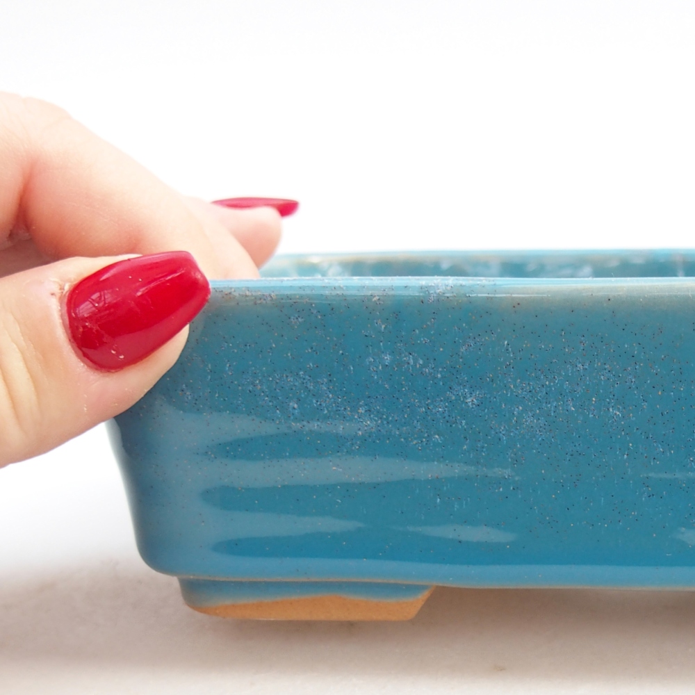 Keramická bonsai miska 14,5 x 10,5 x 4,5 cm, barva modrá