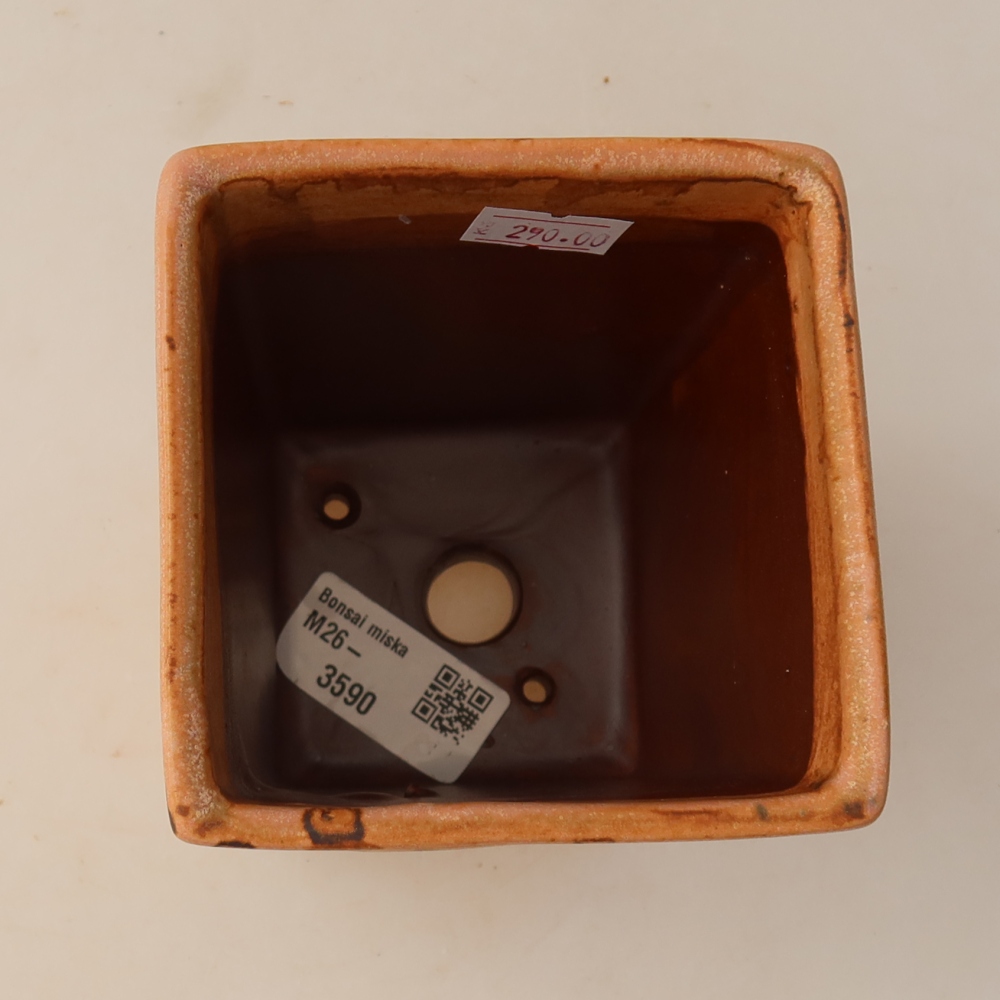 Keramická bonsai miska 9 x 9 x 12,5 cm, barva růžová