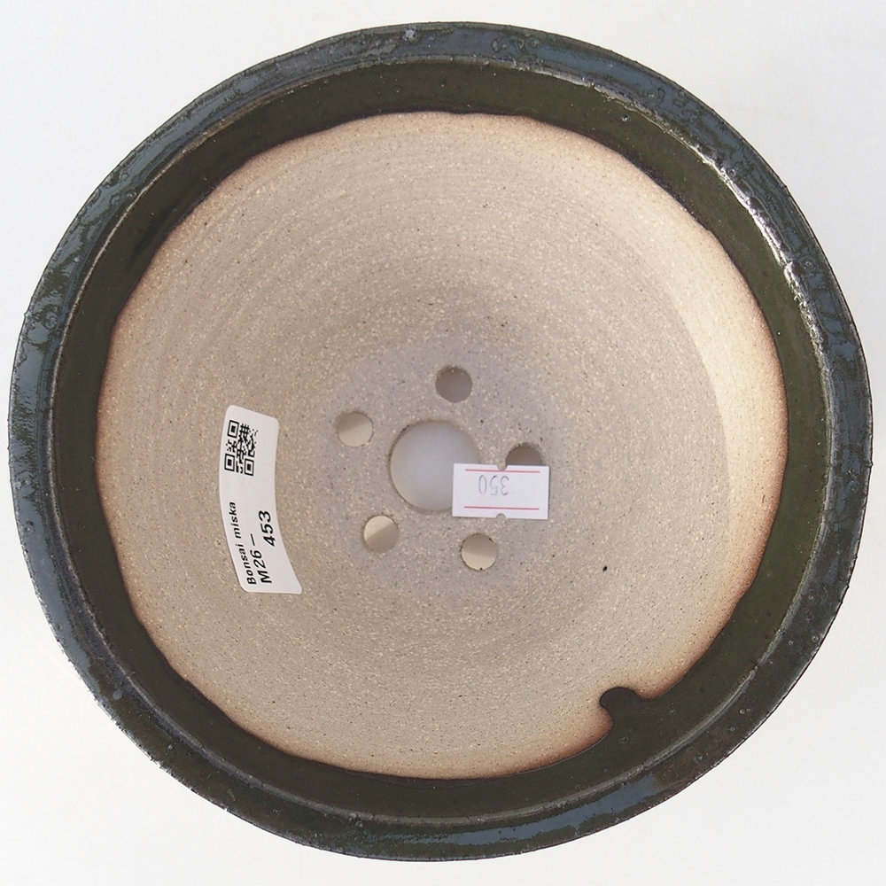 Keramická bonsai miska 15 x 15 x 9 cm, barva zelená