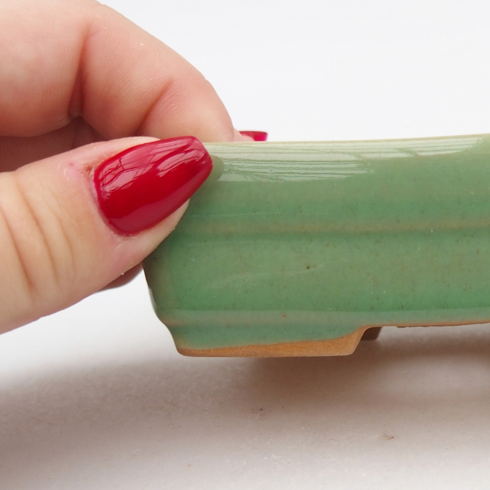 Keramická bonsai miska 10 x 7 x 3 cm, barva zelená