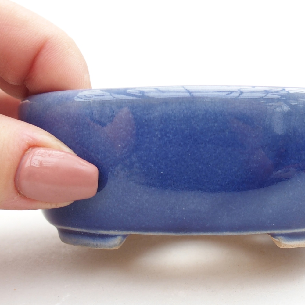 Keramická bonsai miska 9 x 7,5 x 3,5 cm, barva modrá