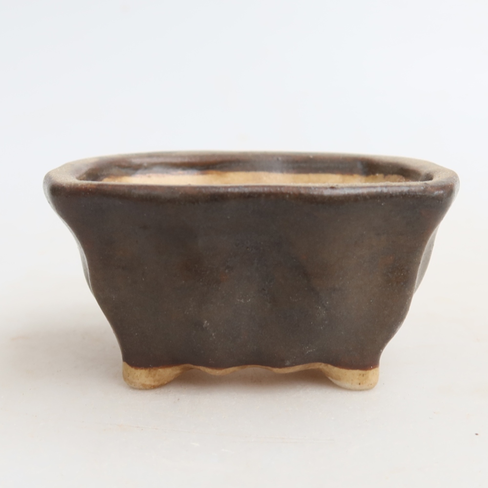 Keramická bonsai miska 7 x 7 x 3,5 cm, barva hnědá