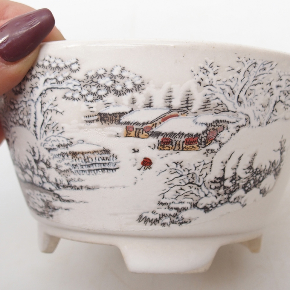 Keramická bonsai miska 12 x 12 x 6,5 cm, barva bílá