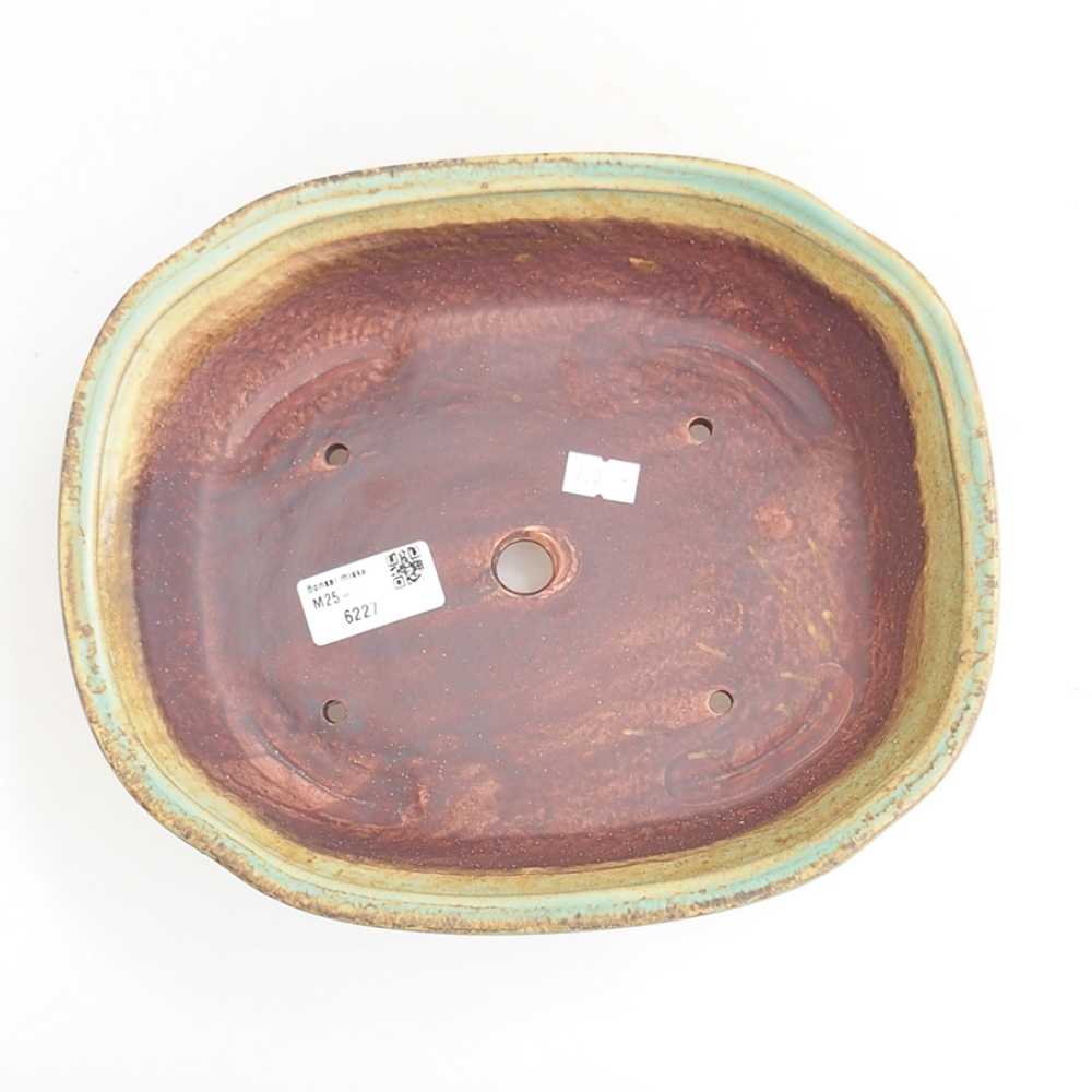 Keramická bonsai miska 25 x 20,5 x 7 cm, barva zelená