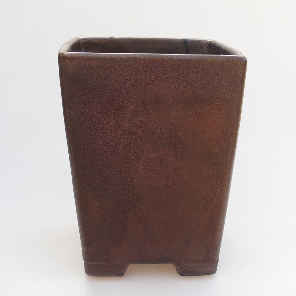 Keramická bonsai miska 15 x 15 x 19 cm, barva hnědá