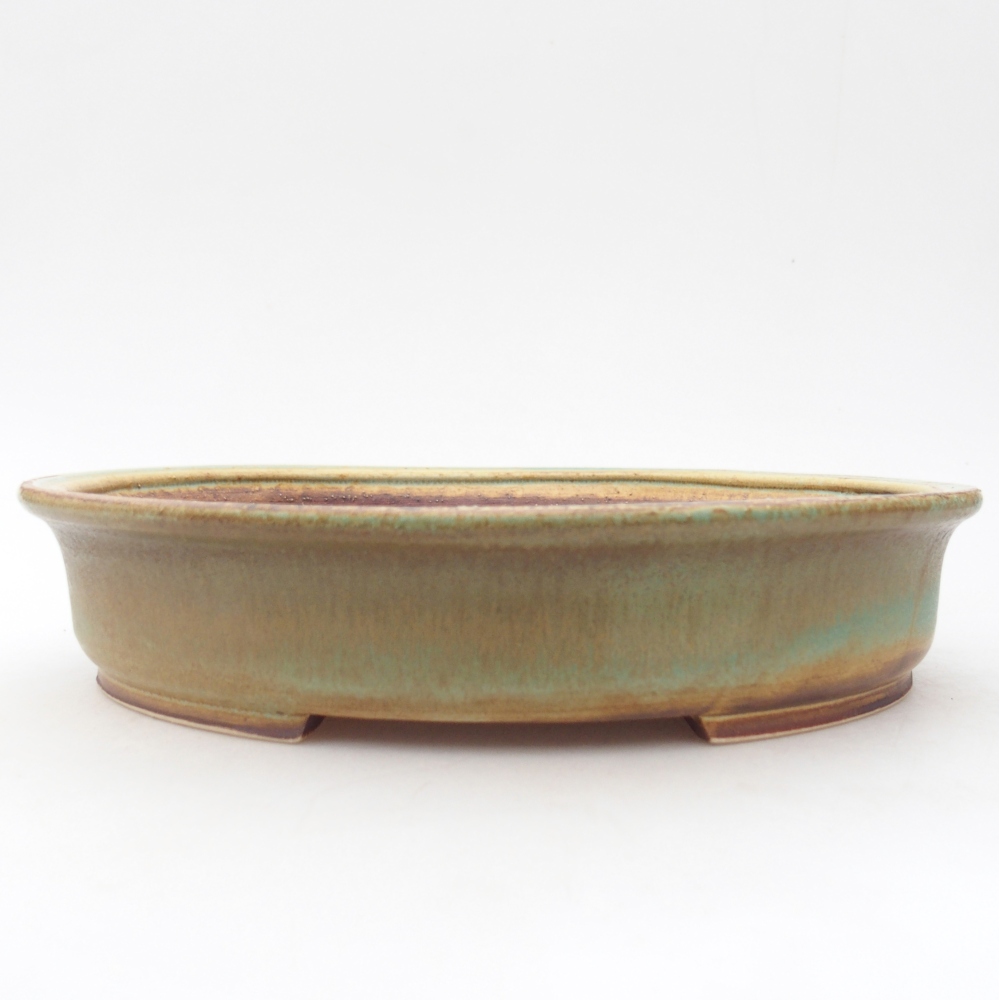 Keramická bonsai miska 24 x 21 x 5 cm, barva zelená