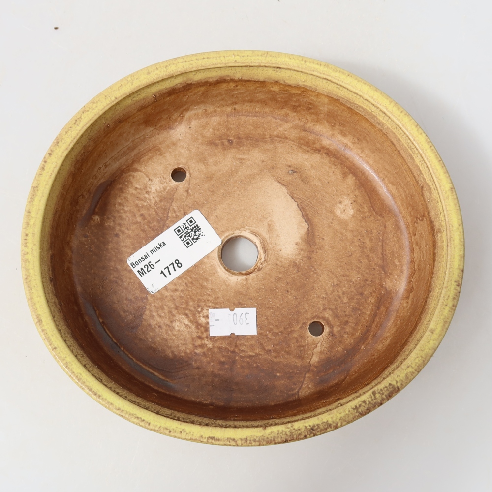 Keramická bonsai miska 18 x 16,5 x 4,5 cm, barva žlutá
