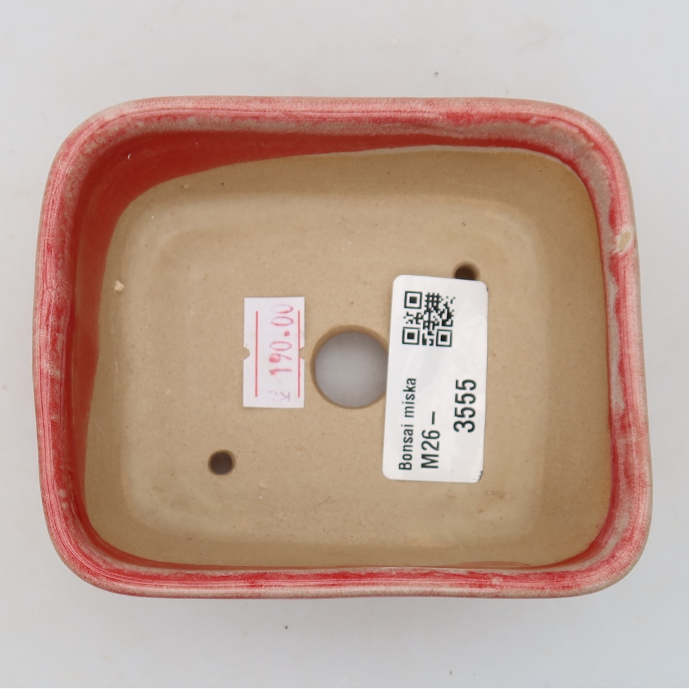 Keramická bonsai miska 10,5 x 8,5 x 4 cm, barva červená
