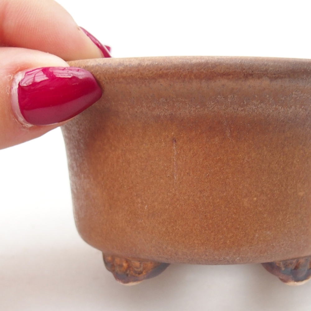 Keramická bonsai miska 9 x 9 x 3,5 cm, barva hnědá
