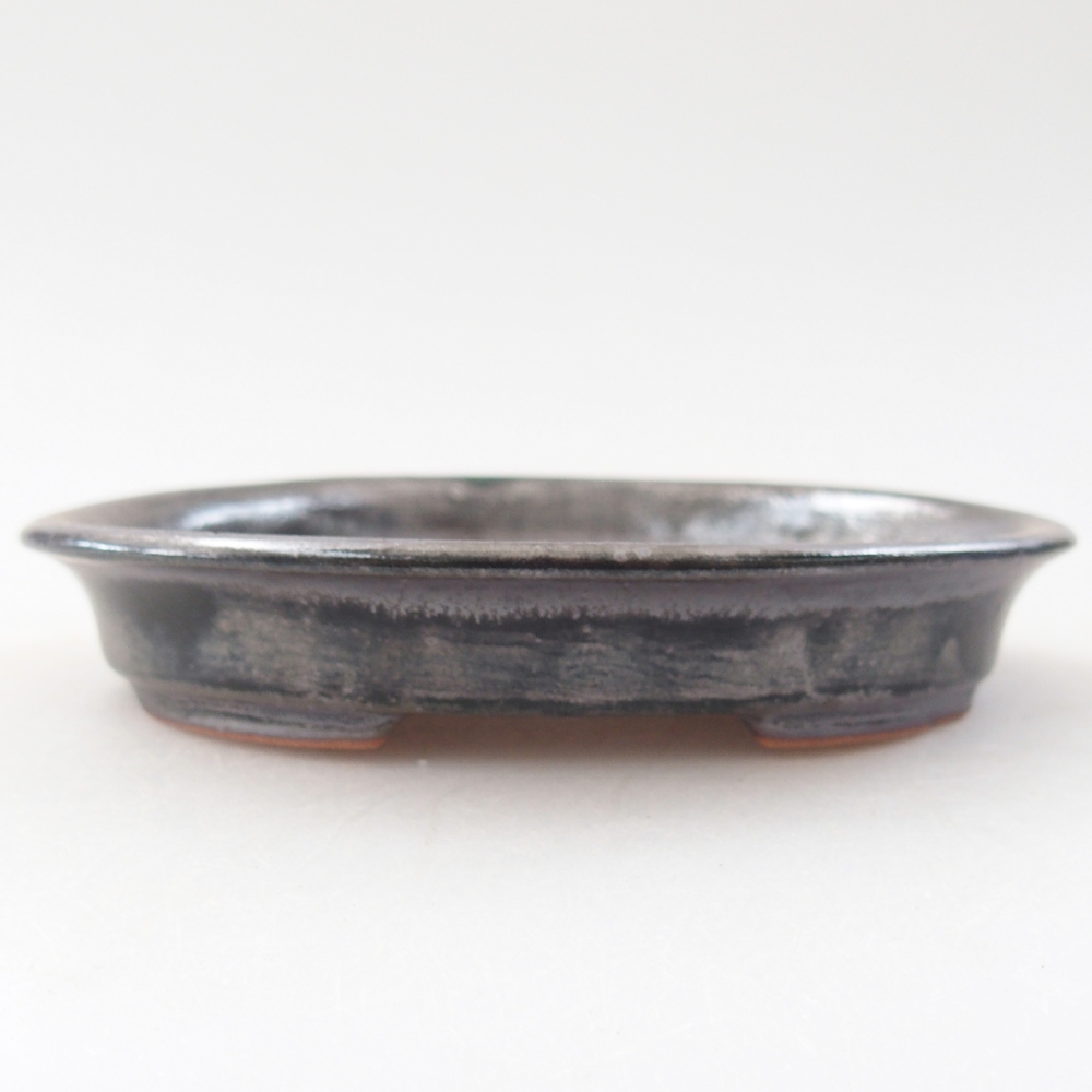 Keramická bonsai miska 12,5 x 10,5 x 2 cm, barva kovovozelená