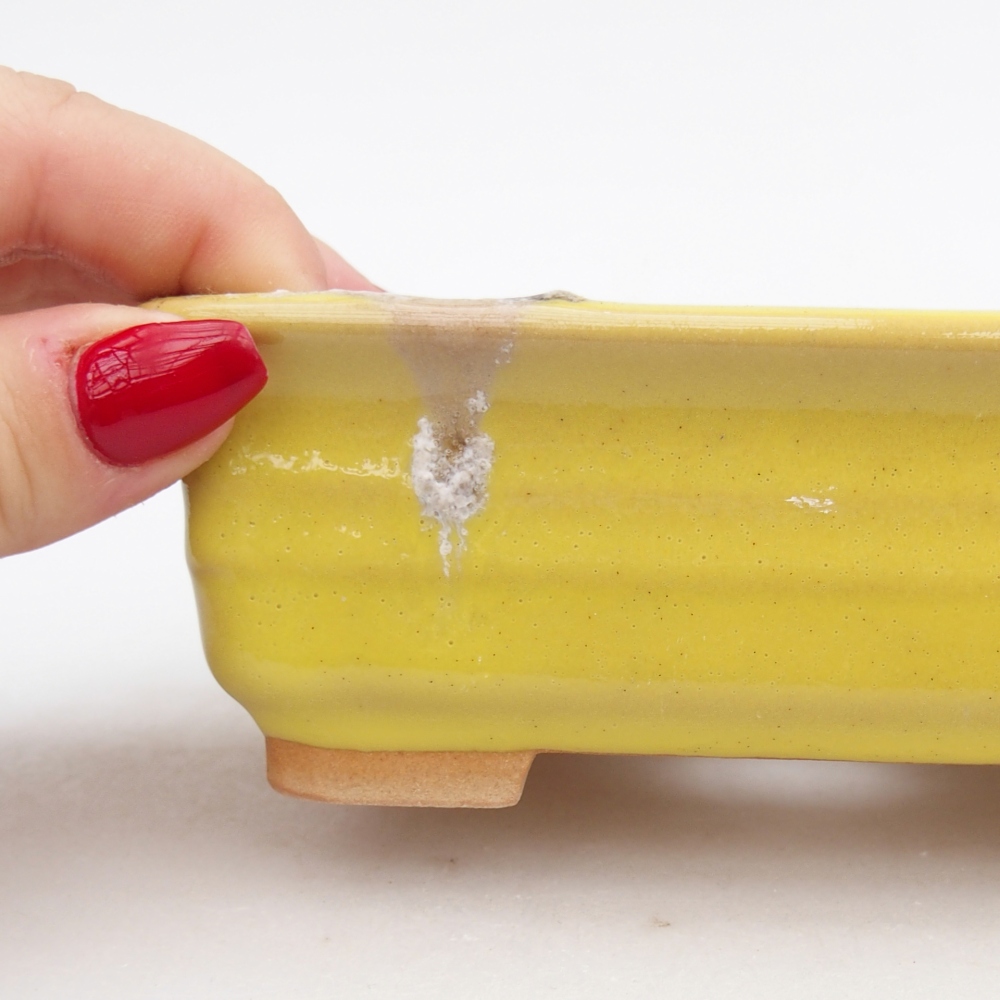 Keramická bonsai miska 13,5 x 10 x 4,5 cm, barva žlutá